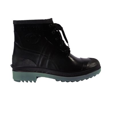 Bota de PVC Fortress Negro/Verde con Punta de Acero